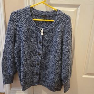 Talbots Navy Marled Button-Front Cardigan